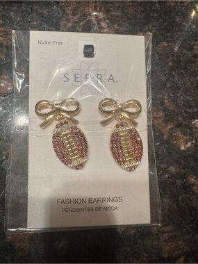 Sephra Gold Bow Crystal Football Drop Earrings